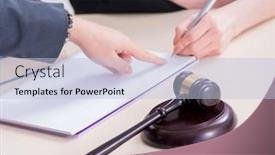  Presentation with lawyer - Audience pleasing slide deck consisting of injured-employee-visiting-lawyer backdrop and a light blue colored foreground