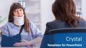  Presentation with lawyer - Slide set consisting of injured-employee-visiting-lawyer background and a ocean colored foreground