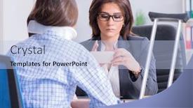  Presentation with lawyer - Beautiful presentation theme featuring injured-employee-visiting-lawyer backdrop and a light blue colored foreground