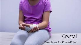  Presentation with hand hygiene in hospital - Slide deck enhanced with injured hand sitting on stretcher background and a light blue colored foreground