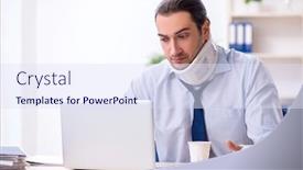  Presentation with workplace accident - Theme enhanced with injured-male-employee-at-workplace background and a sky blue colored foreground