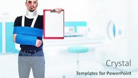  Presentation with show - Audience pleasing theme consisting of injured man at hospital show backdrop and a sky blue colored foreground