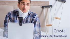  Presentation with bed - Presentation consisting of injured-man-chatting-online-via background and a lemonade colored foreground