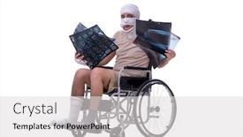  Presentation with wheel - Slide deck featuring injured-man-in-wheel-chair background and a light gray colored foreground