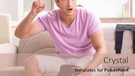  Presentation with sports injury - PPT layouts with injured-man-recovering-at-home background and a coral colored foreground