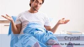  Presentation with treatment - Cool new PPT theme with injured-man-waiting-treatment backdrop and a light blue colored foreground