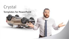  Presentation with car accident - Slide set consisting of injured-man-with-a-cervical background and a white colored foreground