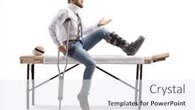  Presentation with orthopedic - Presentation design consisting of injured-man-with-an-orthopedic background and a white colored foreground