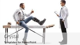  Presentation with orthopedic - Presentation theme consisting of injured-man-with-an-orthopedic background and a white colored foreground
