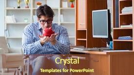  Presentation with wheelchair - Slide deck featuring injured piggy bank - disabled student studying at home background and a tawny brown colored foreground