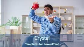  Presentation with injury - Cool new presentation theme with injured piggy bank - young man suffering from injury backdrop and a ocean colored foreground