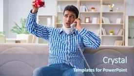  Presentation with traumatic brain injury - Slide deck consisting of injured piggy bank - young man suffering from neck background and a  colored foreground