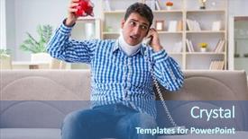  Presentation with needle prick injury - Slide set consisting of injured piggy bank - young man suffering from neck background and a  colored foreground