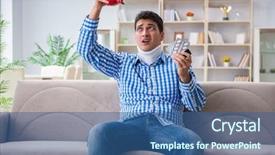  Presentation with injury - Theme consisting of injured piggy bank - young man suffering from neck background and a  colored foreground