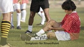  Presentation with soccer injury - Colorful presentation theme enhanced with injured soccer player sitting backdrop and a coral colored foreground