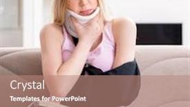  Presentation with student - Presentation theme featuring injured woman student preparing to exams background and a coral colored foreground