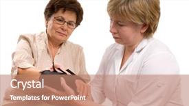  Presentation with metabolic doctor examining - Beautiful PPT theme featuring injured worker - female doctor examining wrist backdrop and a  colored foreground