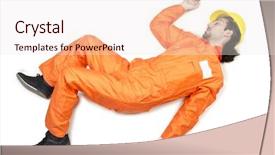  Presentation with white - Slide set consisting of injured worker - injured worked isolated on white background and a  colored foreground