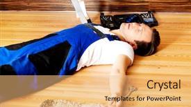  Presentation with handyman - PPT layouts featuring injured worker - young handyman fell background and a yellow colored foreground