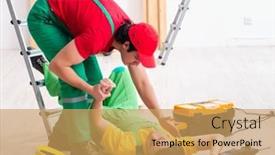  Presentation with worker - Slides with injured-worker-and-his-workmate background and a yellow colored foreground
