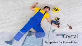  Presentation with work injury - Cool new slides with injured worker at the work backdrop and a light blue colored foreground