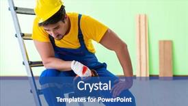  Presentation with work - Slide deck having injured worker at the work background and a  colored foreground