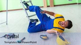  Presentation with work - Beautiful theme featuring injured worker at the work backdrop and a  colored foreground