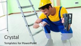  Presentation with work injury - Slide deck featuring injured worker at the work background and a  colored foreground