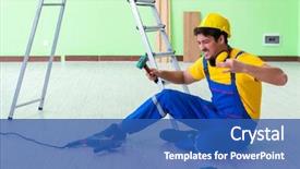  Presentation with work injury - PPT theme consisting of injured worker at the work background and a ocean colored foreground