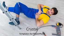  Presentation with work injury - Beautiful PPT theme featuring injured worker at the work backdrop and a light gray colored foreground