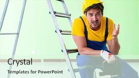  Presentation with work injury - Colorful PPT layouts enhanced with injured worker at the work backdrop and a  colored foreground