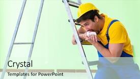  Presentation with work - Beautiful slides featuring injured worker at the work backdrop and a  colored foreground