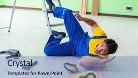  Presentation with work - Slide deck with injured worker at the work background and a teal colored foreground