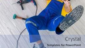  Presentation with work - Colorful slide set enhanced with injured-worker-at-the-work backdrop and a teal colored foreground