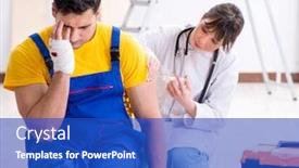  Presentation with being new doctor - PPT theme with injured-worker-being-assisted background and a cobalt blue colored foreground