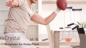  Presentation with exercises - Presentation design with injured-young-man-doing-exercises background and a  colored foreground