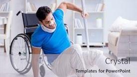  Presentation with home - PPT theme enhanced with injured young man recovering at home background and a lemonade colored foreground