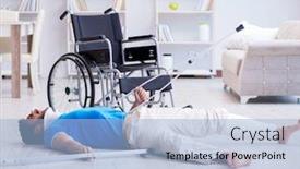  Presentation with home - Slides with injured-young-man-recovering background and a light blue colored foreground