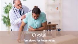  Presentation with old man - Presentation theme with injured-young-man-visiting-old background and a coral colored foreground