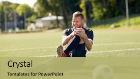  Presentation with soccer injury - Amazing PPT theme having injury and people - injured soccer backdrop and a yellow colored foreground