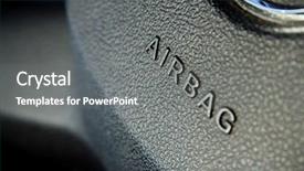  Presentation with wheel - PPT theme having injury prevention - airbag symbol on steering wheel background and a gray colored foreground
