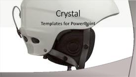  Presentation with sports injury - Presentation theme enhanced with injury prevention - side view of sports helmet background and a light gray colored foreground