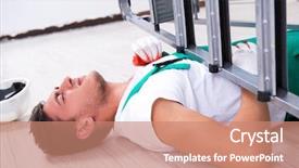  Presentation with injury - Presentation theme consisting of injury prevention - young worker falling background and a coral colored foreground