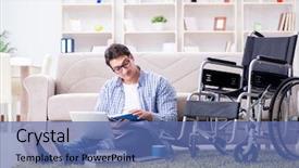  Presentation with student - Audience pleasing presentation theme consisting of injury research - young student studying at home backdrop and a  colored foreground