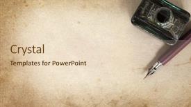  Presentation with pen ink paper - Colorful slide set enhanced with ink - vintage nib pen and inkwell backdrop and a lemonade colored foreground