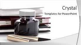  Presentation with feather pen ink - Beautiful presentation featuring ink and pen isolated backdrop and a white colored foreground