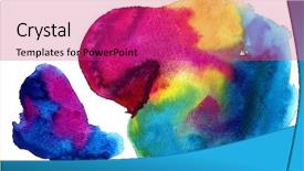  Presentation with ink blot - Cool new slides with ink blot - colorful watercolor stains isolated backdrop and a purple colored foreground