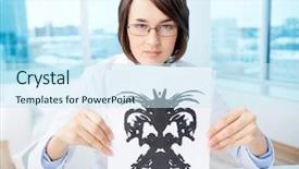  Presentation with ink blot - PPT layouts with ink blot - serious psychologist showing paper background and a cool aqua colored foreground