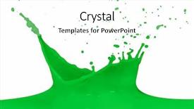  Presentation with white green - Presentation theme featuring ink drop - green paint splashing on white background and a  colored foreground