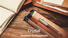  Presentation with tools - Beautiful slide set featuring ink pen - luxurious writing tools backdrop and a red colored foreground